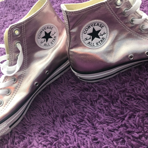 rose gold high top converse